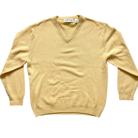 Orvis Other - VTG Orvis Lambswool V-Neck Sweater Large Golden Wheat Yellow Elevated Basic Chic